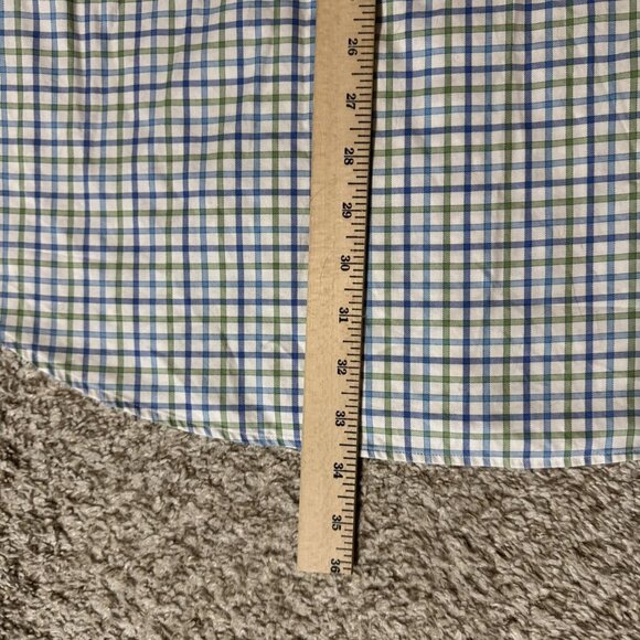 Peter Millar Shirt Mens XL Nanoluxe Blue Green White Plaid Cotton Dress - Picture 6 of 6